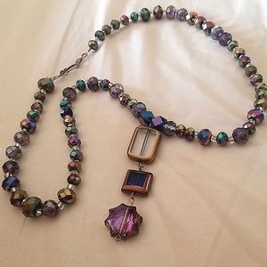 Faceted 3 pendant necklace or window sun catcher one of a kind Owlheartinc
